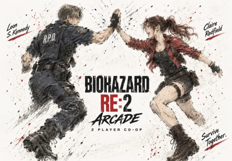 BIOHAZARD RE:2 ARCADE 레온과 클레어 2인 협력 플레이 이미지